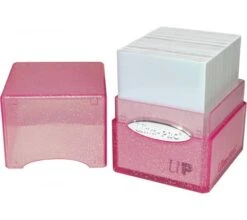 Ultra Pro Deckbox Satin Cube Pink With Silver Glitter -Card Games Shop db satin cube pink silver glitter 3
