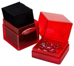 Ultra Pro - Glitter Satin Tower Deckbox: Red -Card Games Shop db up satin tower glitter red 3