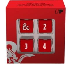 Ultra Pro Dungeons And Dragons: Heavy Metal Dice Set D6 - Red And White (4 Pieces)