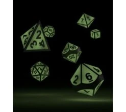 Oakie Doakie Dice Set RPG Metal Glow In The Dark: Druid's Blaze (7 Pieces) -Card Games Shop odd 500052 2